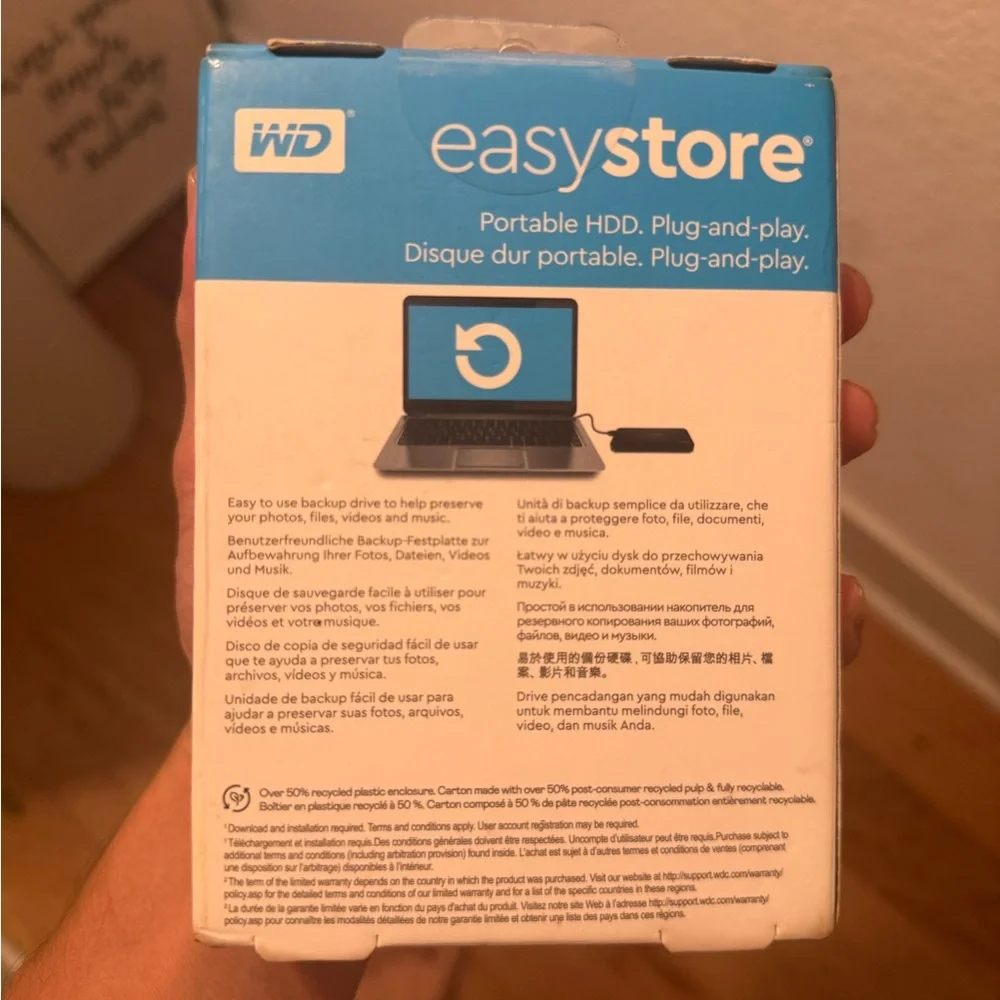 WD easystore 2TB Portable HDD - Black/Blue Packaging NEW